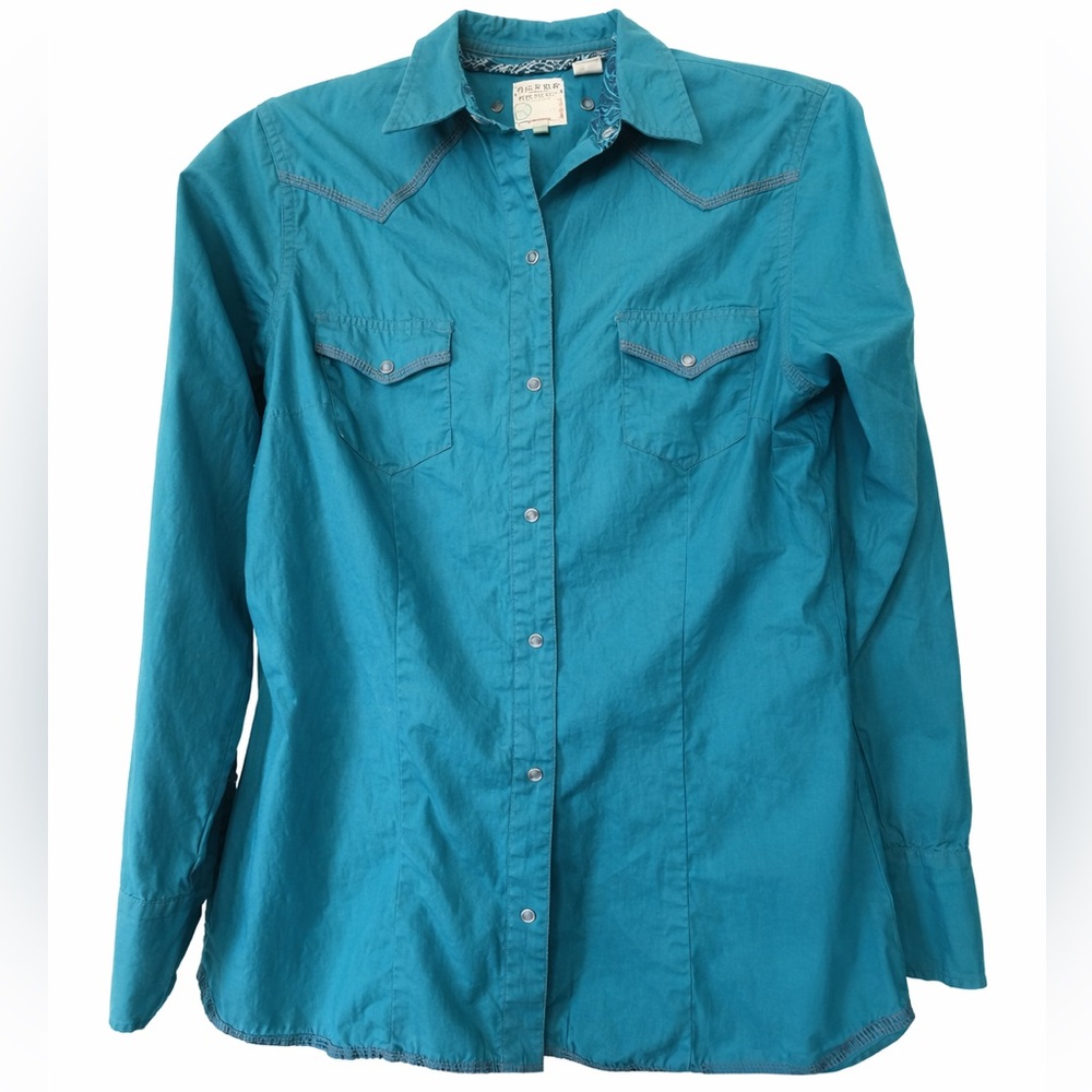 Roper Western Button Down Shirt turquoise size M